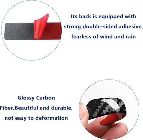 Miniatura 4 de 4 tiras anticolisión para espejo retrovisor de automóvil, calcomanías brillantes de fibra de carbono para decoraciones y protecciones, accesorios