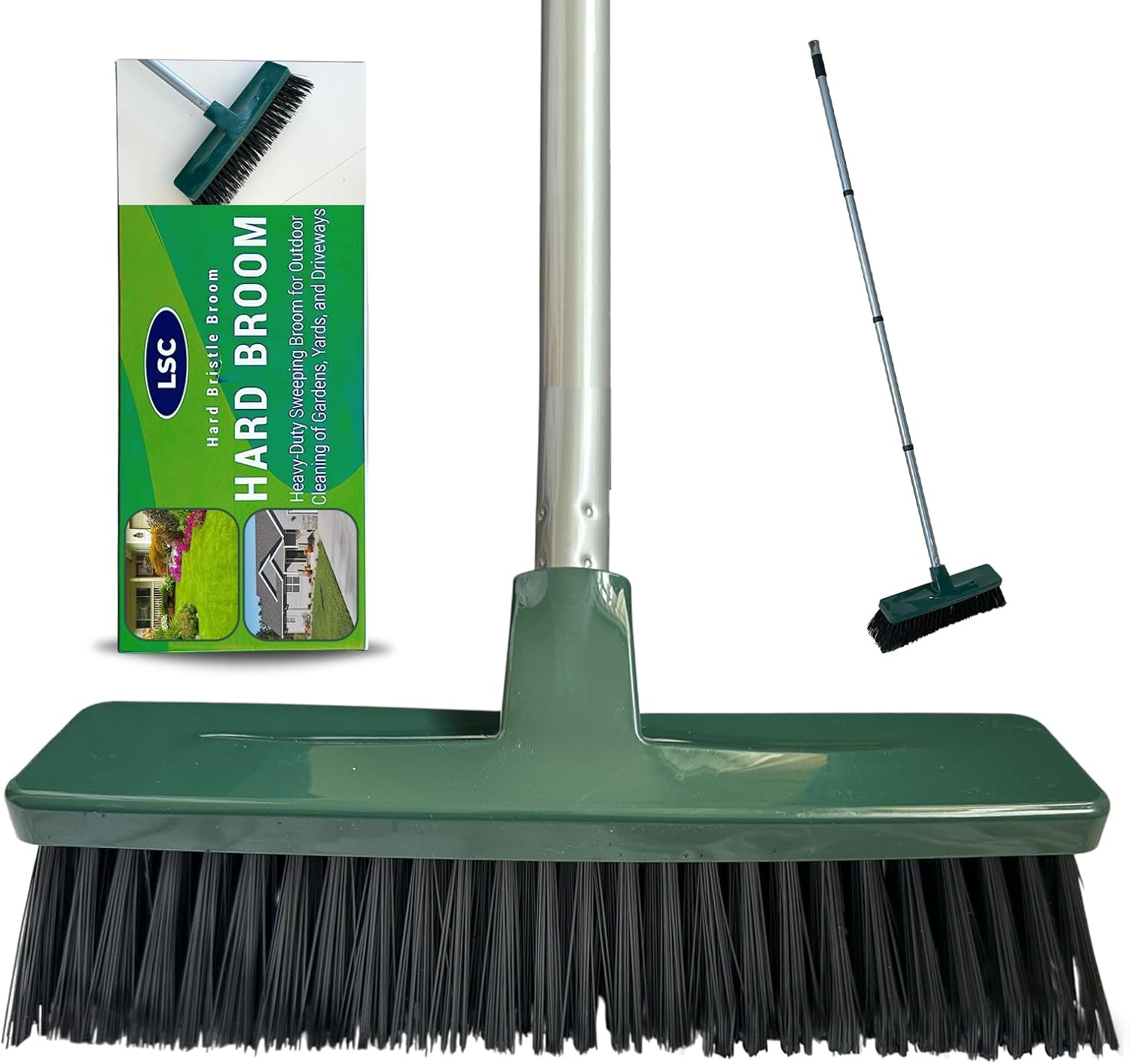LS Outdoor Yard Broom 12" Heavy Duty Garden Brush With 120cm Stainless Steel Handle Stiff Bristle Decking Brush For Driveways Patios Paths & Yard Cleaning (2 - View #2