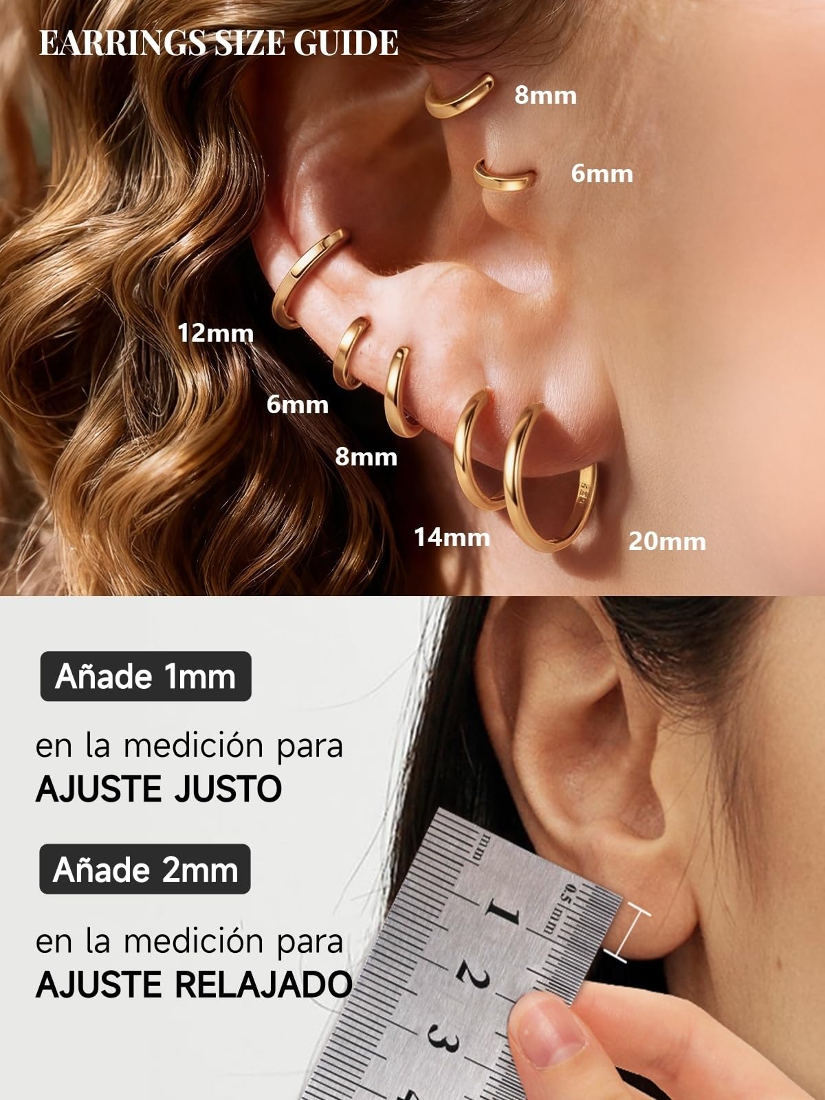 Silvora Pendientes Aros Plata 925 Mujer Huggie Hoop Earrings Finos Oreja | Material Hipoalergénico Plata de Primera Ley Aretes Planos 6/8/10/12/14/16/18/20mm Joyería Delicada Uso Apilable