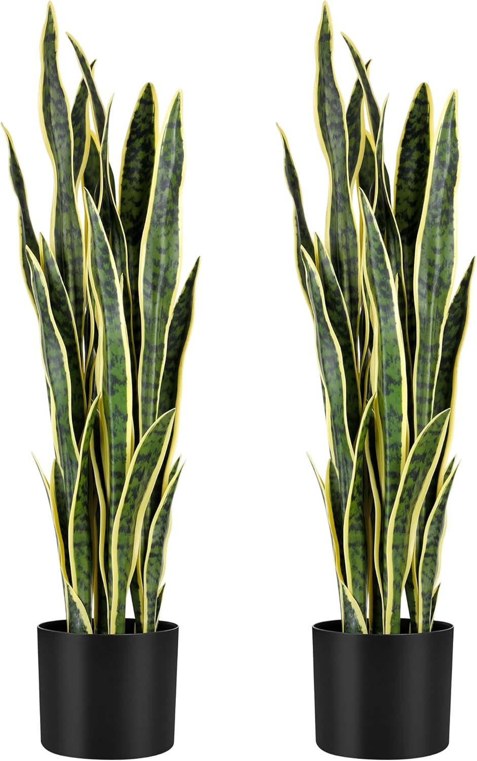 KOL 3ft 2PCS Artificial Snake Plant Fake Sansevieria Indoor