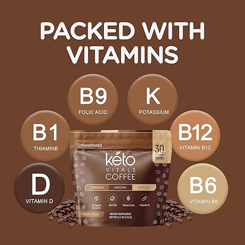 Miniatura 4 de Keto Vitals Café instantáneo Keto en polvo, paquetes de café instantáneo bajos en calorías, porción única, mezcla instantánea de café keto en