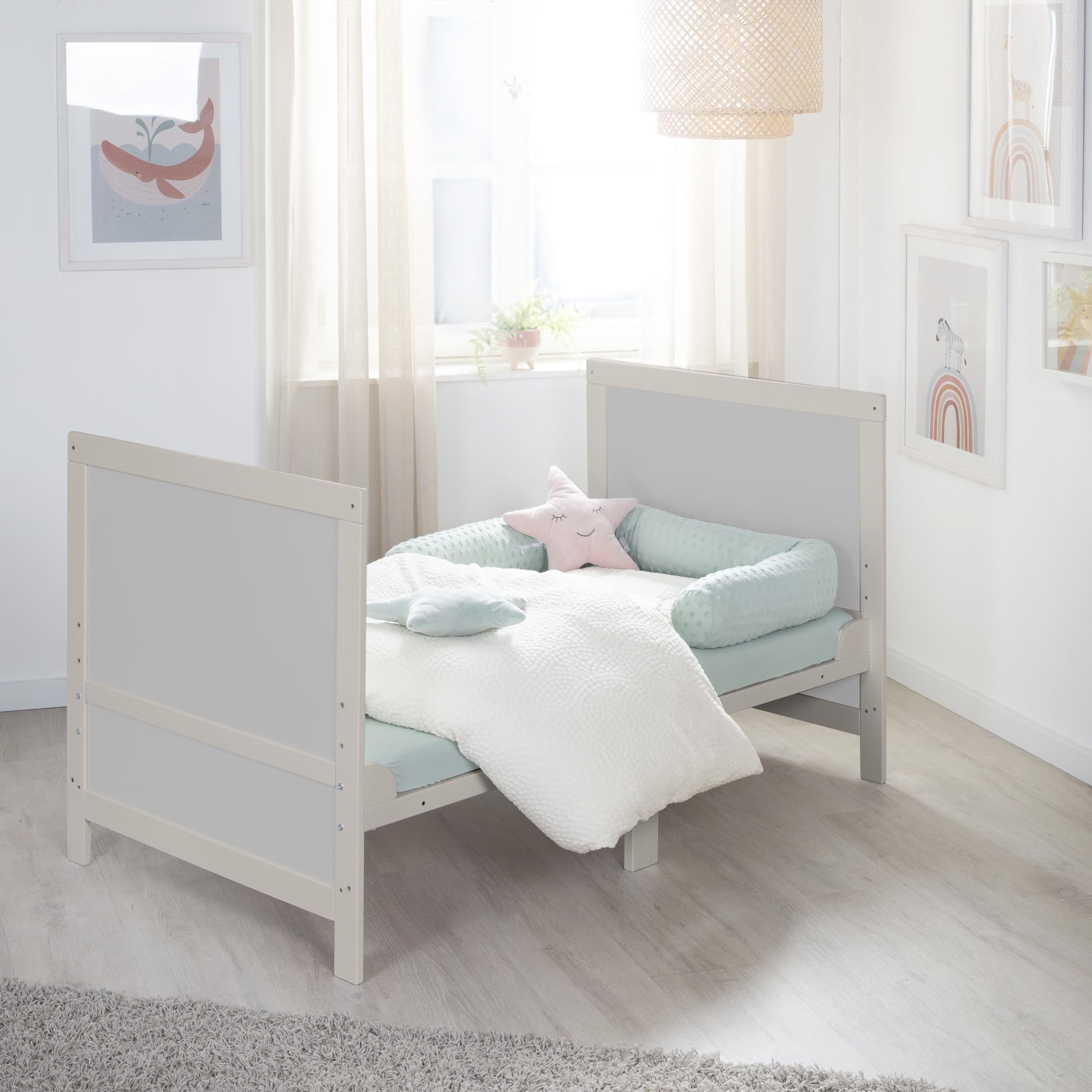 roba Lettino Trasformabile EASY SLEEP - 70 x 140 cm - Elementi Convertibili Inclusi - Montaggio Rapido - Resistente e Moderno - 3 Altezze - Legno Laccato Grigio Chiaro
