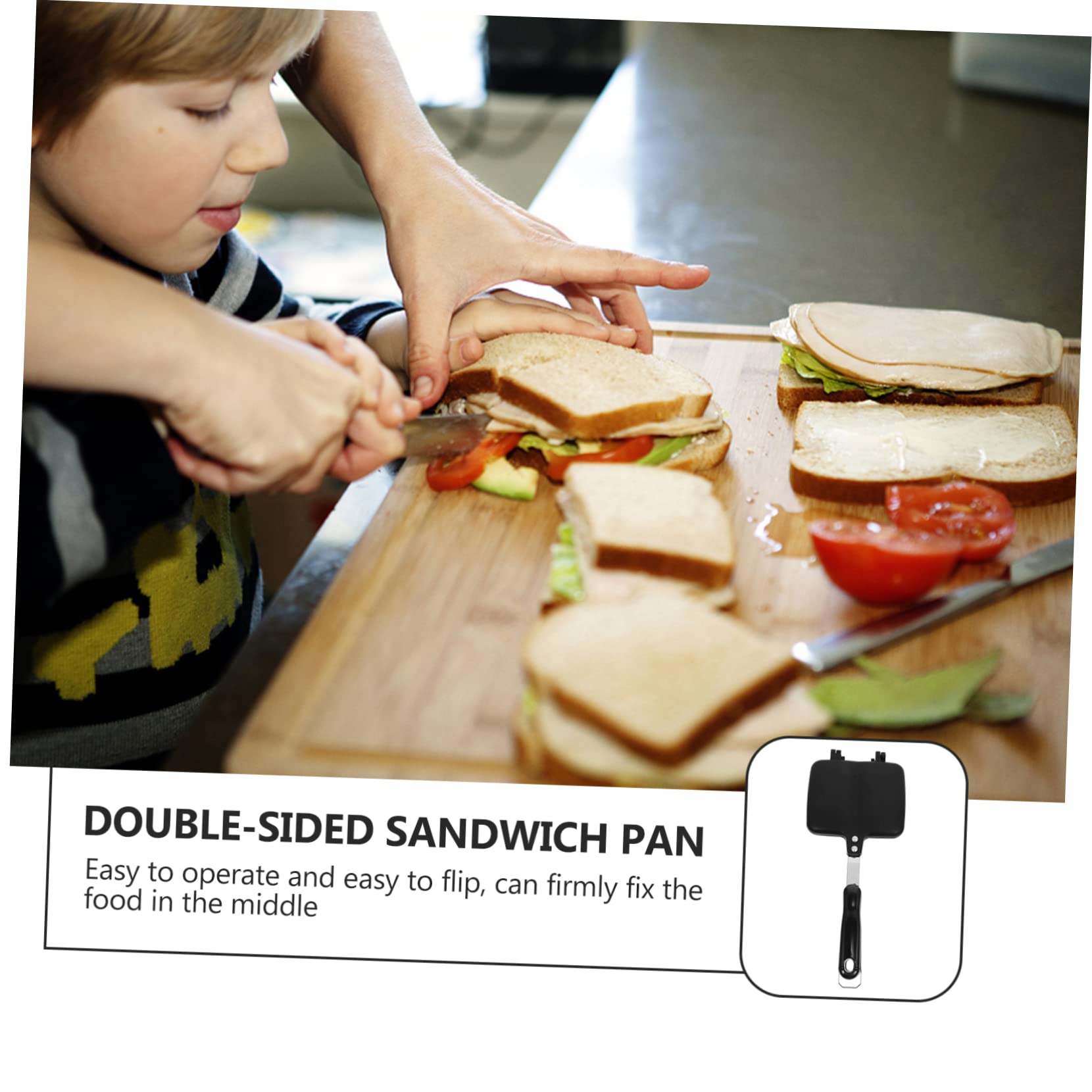 PRETYZOOM Double-sided Non-stick Sandwich Baking Pan for Toast and Eggs Versatile Frying Pan One for Uniform Heating Kitchen Essential