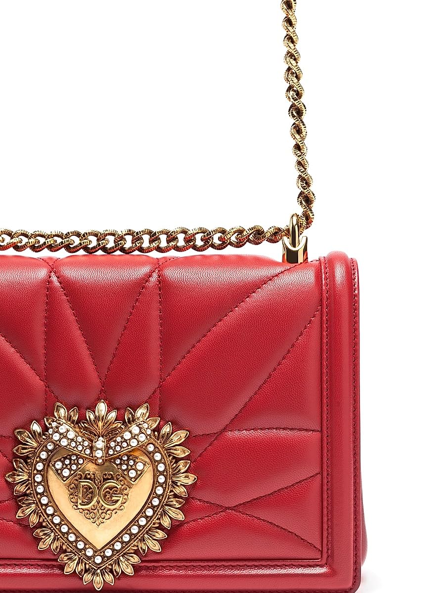 Dolce&Gabbana, Medium Devotion Quilted Leather Shoulder Bag: White