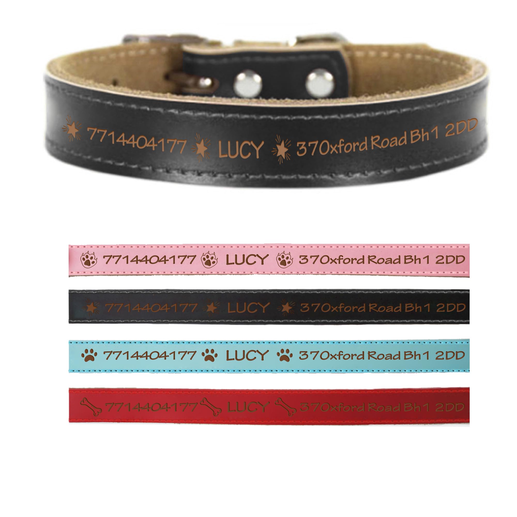 Personalised Dog Collar Small Medium Large Leather Dog Collar Custom Dog Collars Small Dog with Name & Phone Number Engraved Pet ID Tag for Dogs Pet Puppy Furry Friend 4 Colors & 4 Sizes(Black S)