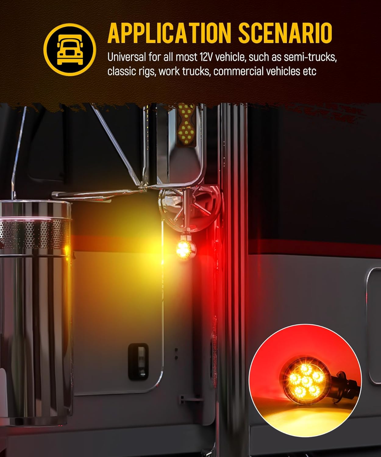 Partsam 2Pcs 1.8" Mini Round Double Face 10LEDs Marker Turn Signal Pedestal Light, Amber/Red To Blue Auxiliary Lights, T-Mount, Clear Lens, Aluminum Alloy Housing