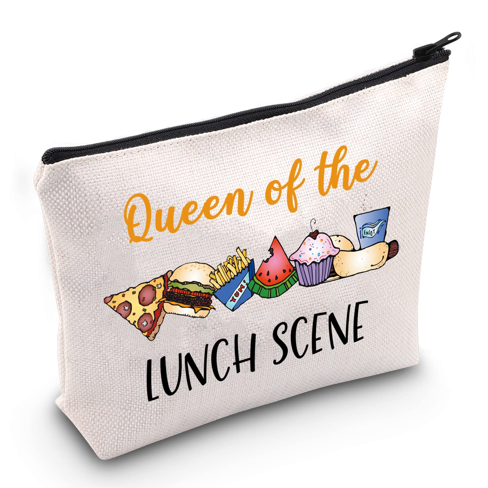 JXGZSO Lunch Lady Makeup Bag Lunch Lady Gifts Queen of The Lunch Scene Cosmetic Bag Gift for Cafeteria Worker (Queen of The Lunch Scene B)