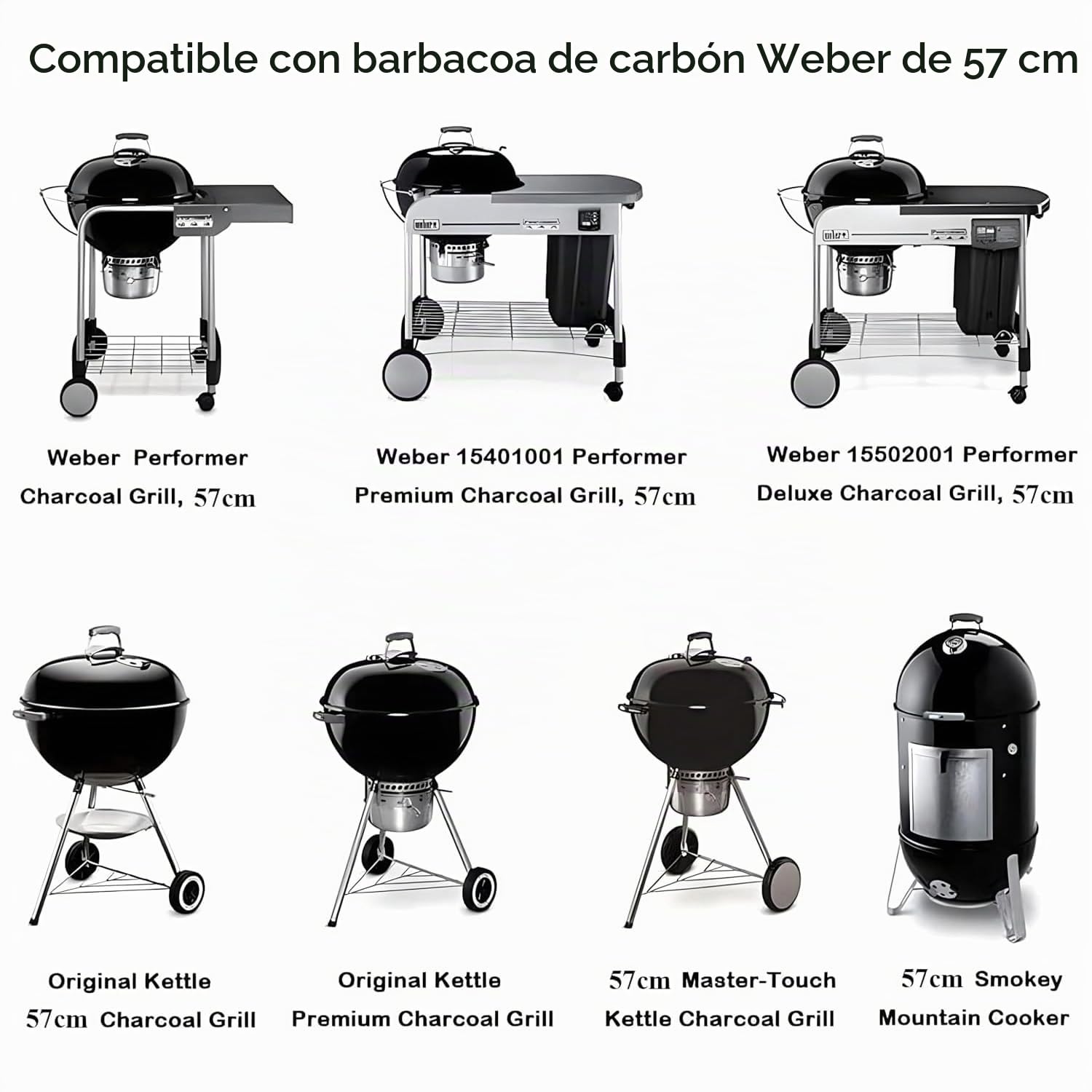 Parrilla redonda plegable 7436 de 54,6 cm para Weber de 57 cm, pieza de repuesto para Weber One-Touch, Performer,Bar-B-Kettle and Master-Touch,Smokey Mountain Cooker Smoker,piezas de repuesto
