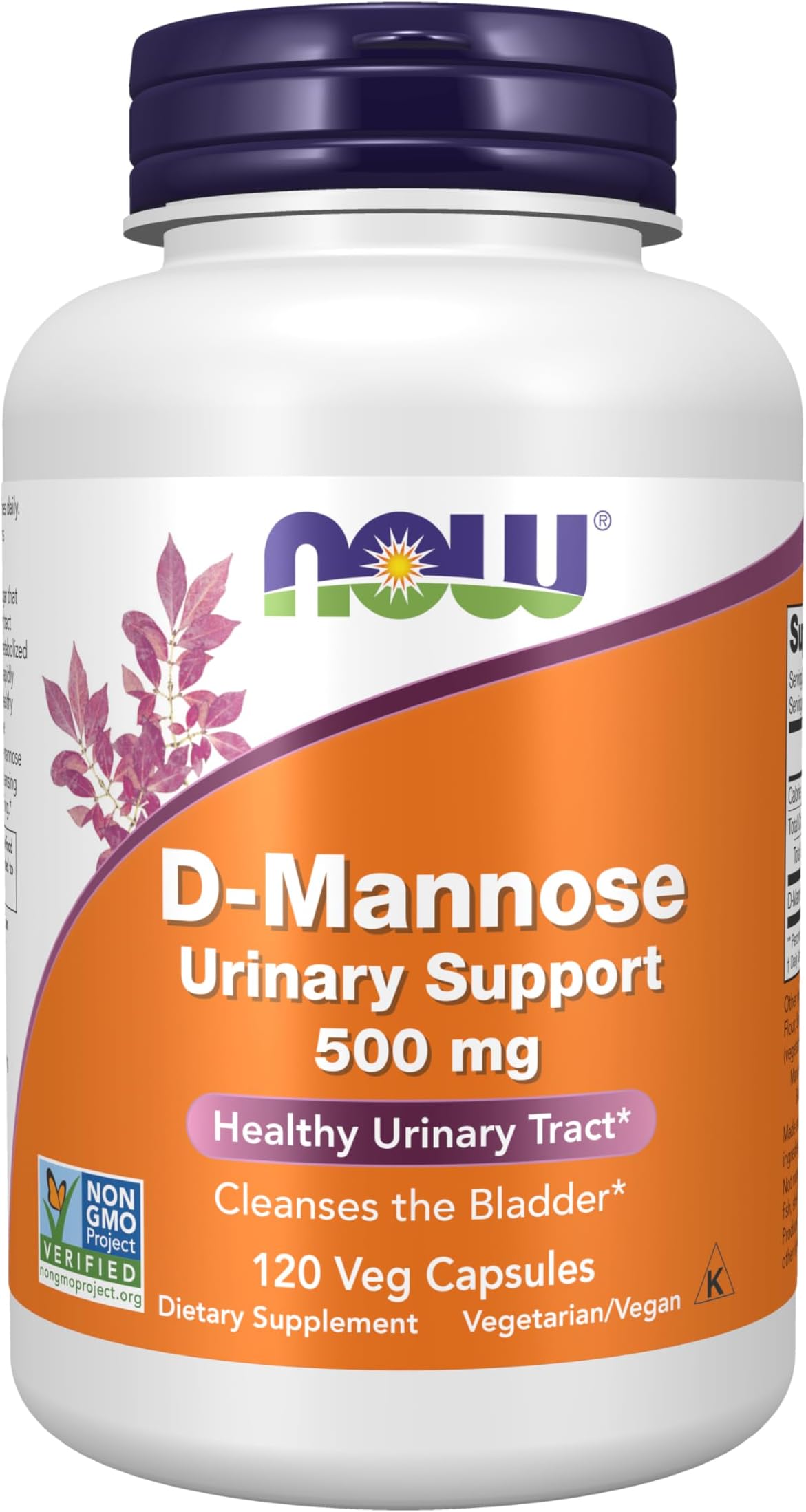 Now Foods D-Mannose 500Mg 120 Veg Capsules, 140 grams
