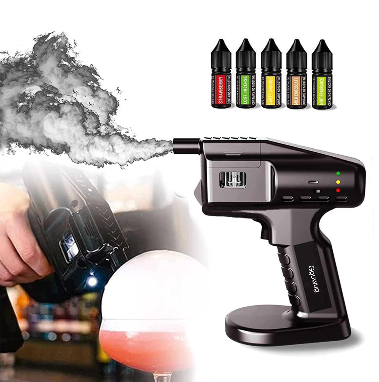 Amazon | Gguwugスモークバブルガンハンドヘルド、カクテルスモーク