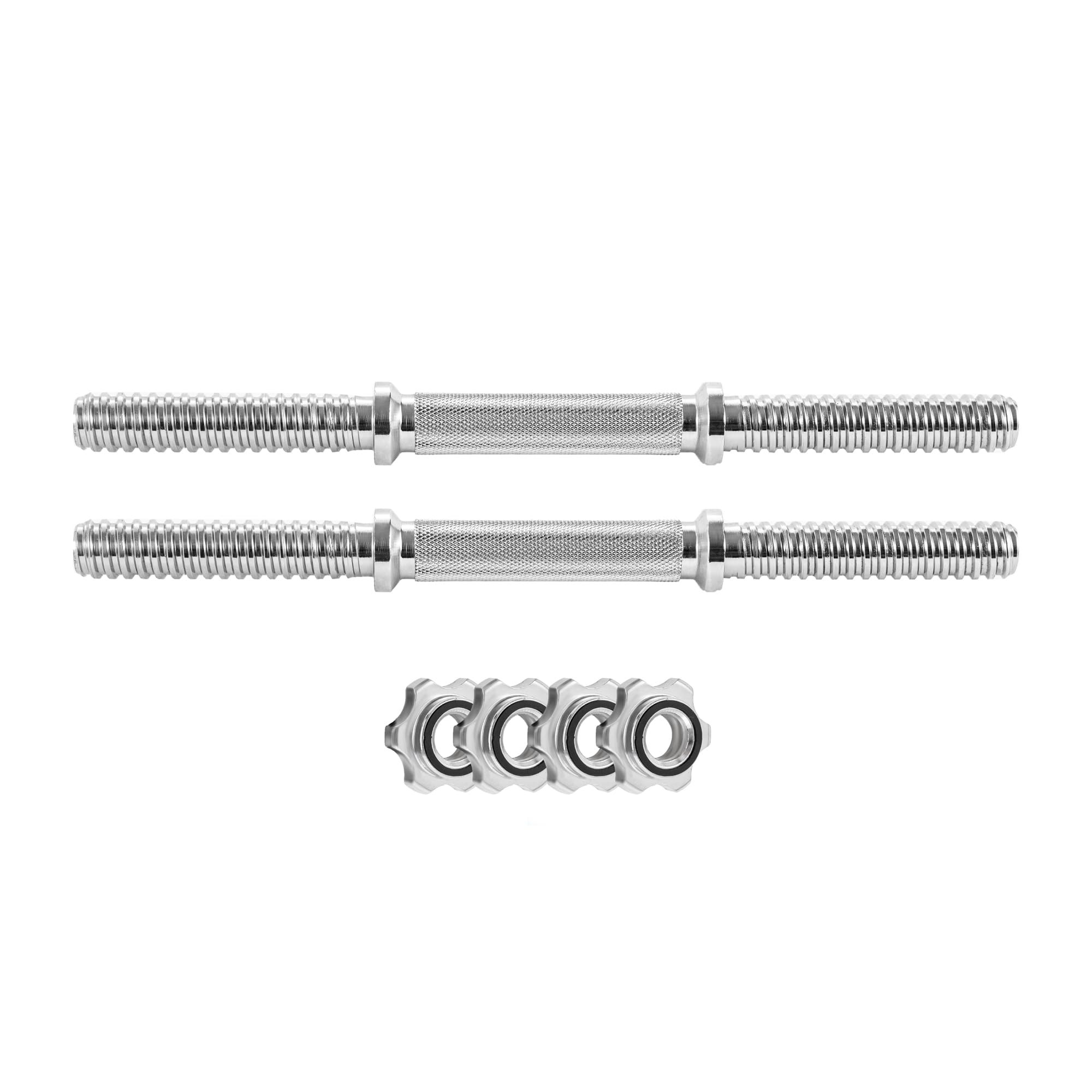 Phoenix Fitness 35cm Dumbbell Bars - Pair of 1” Dumbbell Handles with 4x Spinlock Collars for Weightlifting and Strength Training at Home & Gym – 2x Solid Steel Dumbbell Bars, 35cm