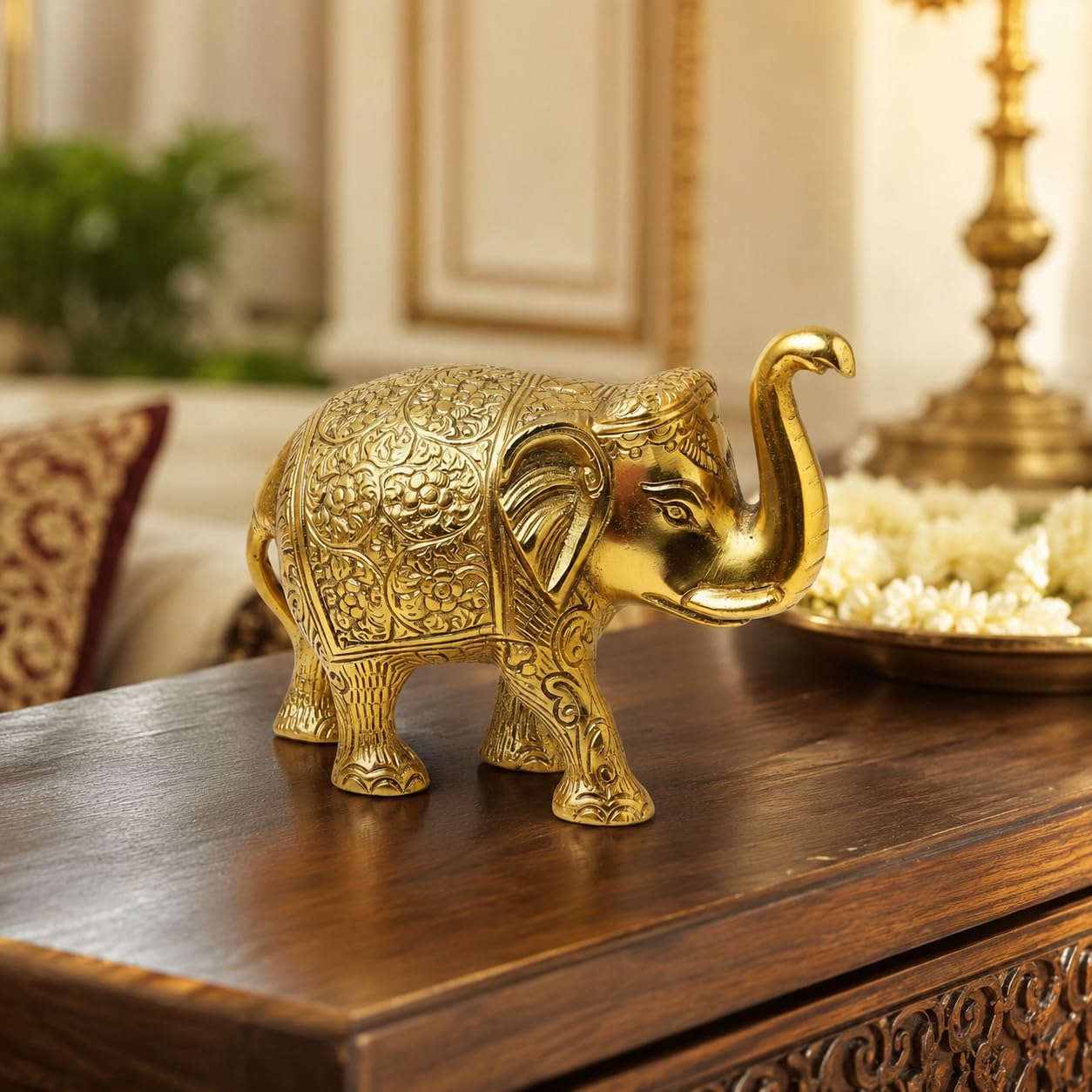 Gold Plated Elephant Showpiece - DreamKraft -3 Gold Plated Elephant Showpiece - DreamKraft -3