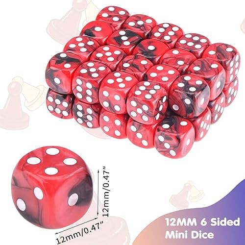 Miniatura 9 de Juego de dados de 36 piezas de 0.472 pulgadas, 6 caras, juego de dados D6 de colores translúcidos, dados estándar de 6 caras para juegos de mesa,