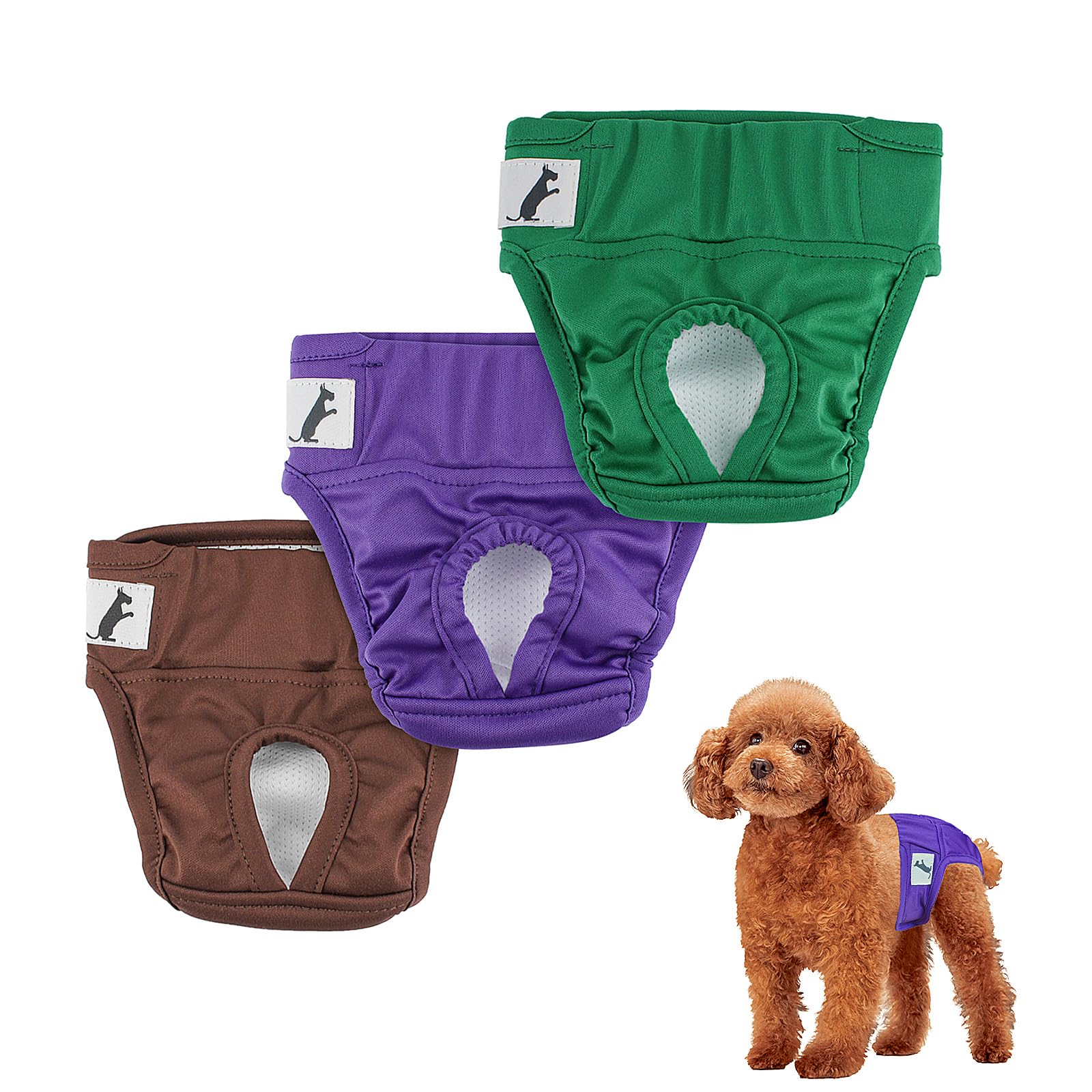 NAMSAN Pañales lavables para perras hembras (paquete de 3), pañales reutilizables a prueba de fugas para perros pequeños y medianos, altamente absorbentes, ajustables, talla XXL