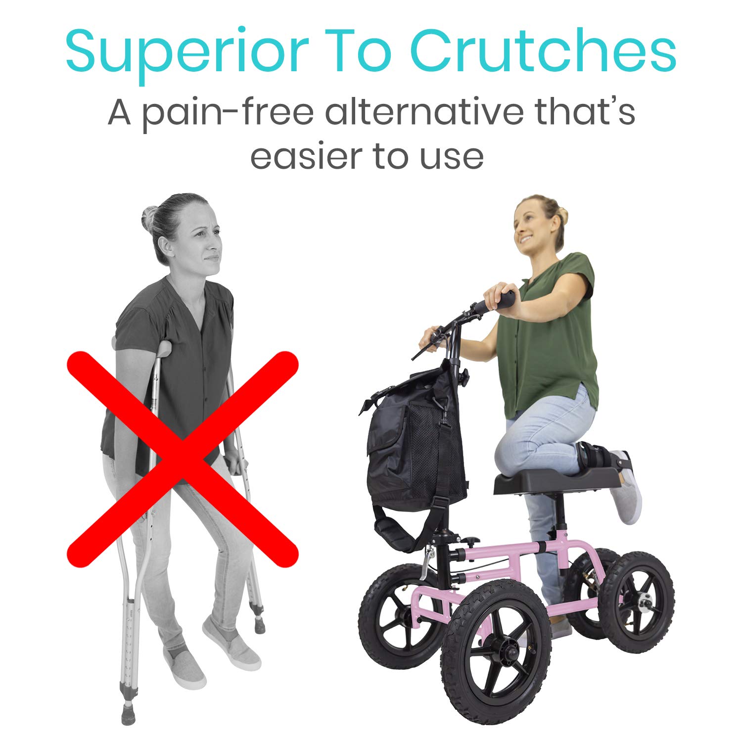 Vive Mobility All Terrain Knee Scooter Walker for Foot Injuries Adult
