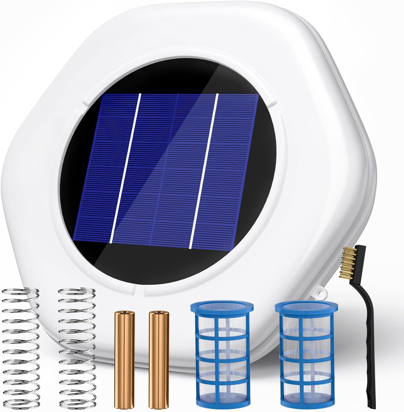 Pipopa Solar Pool Cleaner | Floating Water Cleaner and Purifier | 2 Copper Replacement | 2 Sets of Fittings | Solar Powered Up to 35,000 Gal | Compatible with Fresh and Salt Water Pools & Spas