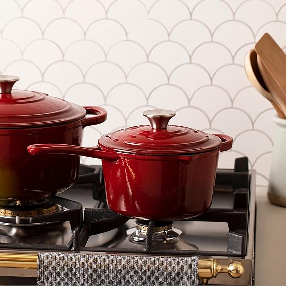 Larder & Vine 20 Piece Cookware Set (Cabernet) | Dutch Oven, Utensil Set, Saucepan, and Trivets
