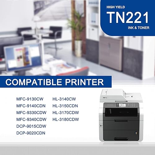 Miniatura 2 de TN221 Cartucho de tóner negro de alto rendimiento compatible con TN221 de repuesto para impresora Brother HL-3140CW 3150CDN 3170CDW MFC-9130CW
