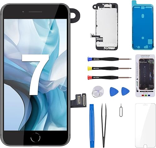 Para iPhone 7 Reemplazo de pantalla negro con botón de inicio 4.7 "3D táctil LCD digitalizador Asamblea completa con cámara frontal oído altavoz
