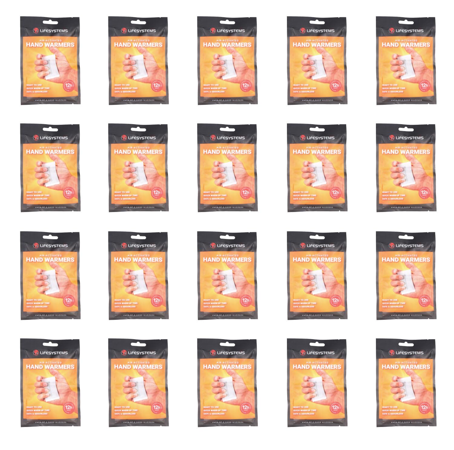 Luftaktivierte Handwärmer von Lifesystems, bis zu 12 Stunden Wärme | Packung mit 20 Paaren