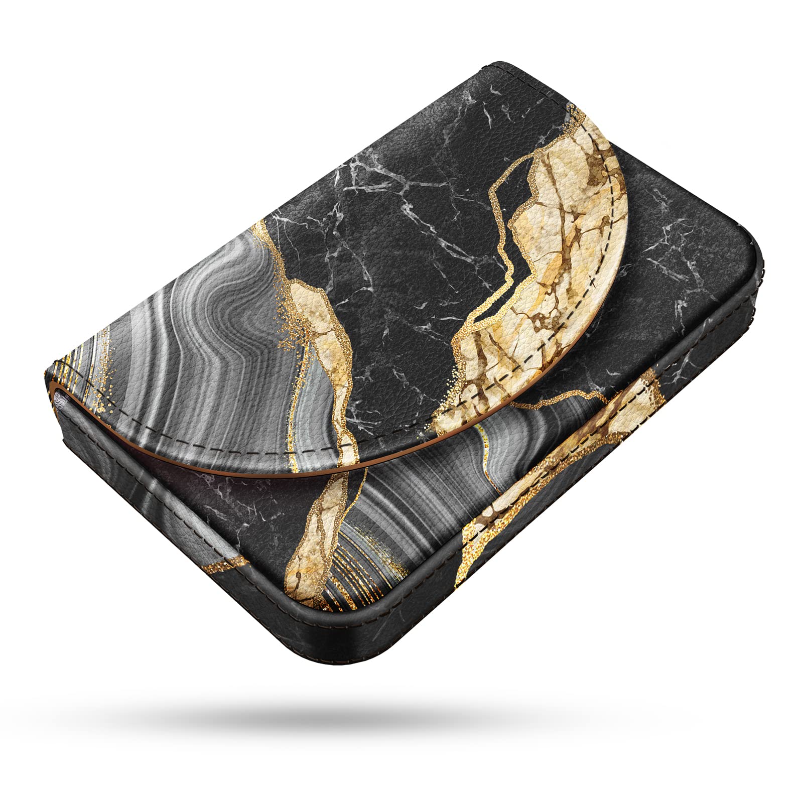 xiviers Business Card Holder，PU Leather Business Card Case Color Printing Pattern Card Holder Wallet，Pockets Magnetic Credit Card Holders for Men and