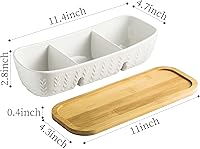 Vista 2 de Juego de Servicio para Chips y Salsas con Bandeja de Madera de Acacia, Majólica Tortugas - Bandeja para Condimentos para Snacks, Aperitivos