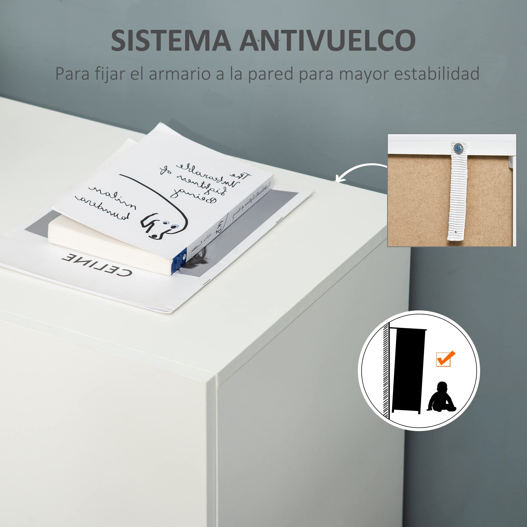 HOMCOM Aparador de Salón con 2 Puertas Armario Pequeño 70x39x70 cm Blanco | 2 Estantes, Libros Ropa Juguetes, Estilo Moderno, Armario Auxiliar