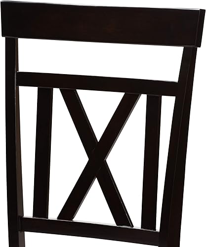 Miniatura 4 de Baxton Studio Rosie Silla de comedor y silla de comedor tapizada de tela gris y acabado marrón expreso silla de comedor