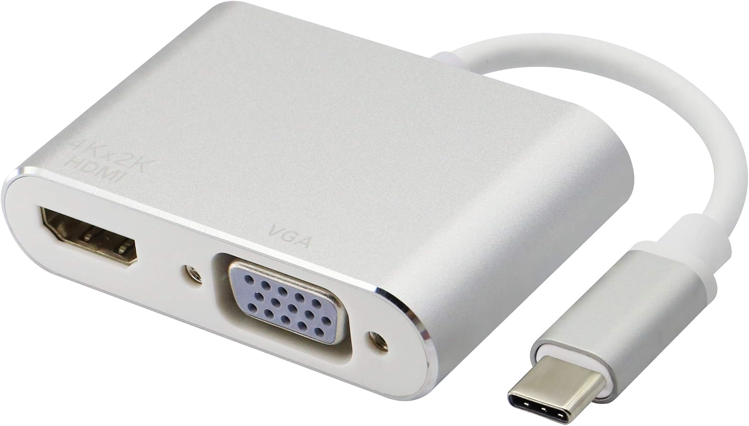 USB Type C to HDMI+VGA Adapter, 2 in 1 4K UHD Dual Screen Display for MacBook Pro 2019, Samsung S8/9, Note8, HUAWEI Mate 10(15cm/6inch)(VGA+HDMI)