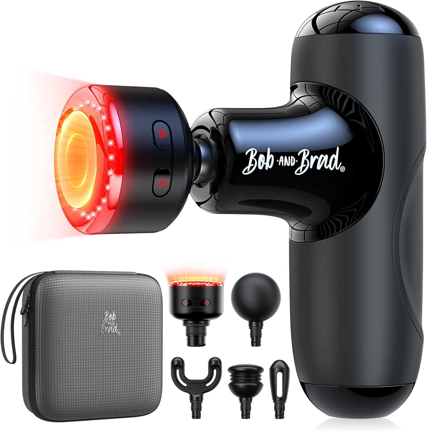 BOB AND BRAD Q2 Ultra Mini Massage Gun with Infrared Heat, Pocket-Sized Deep Tissue Percussion Massager Gun, Portable & Quiet Muscle massagun Gun for