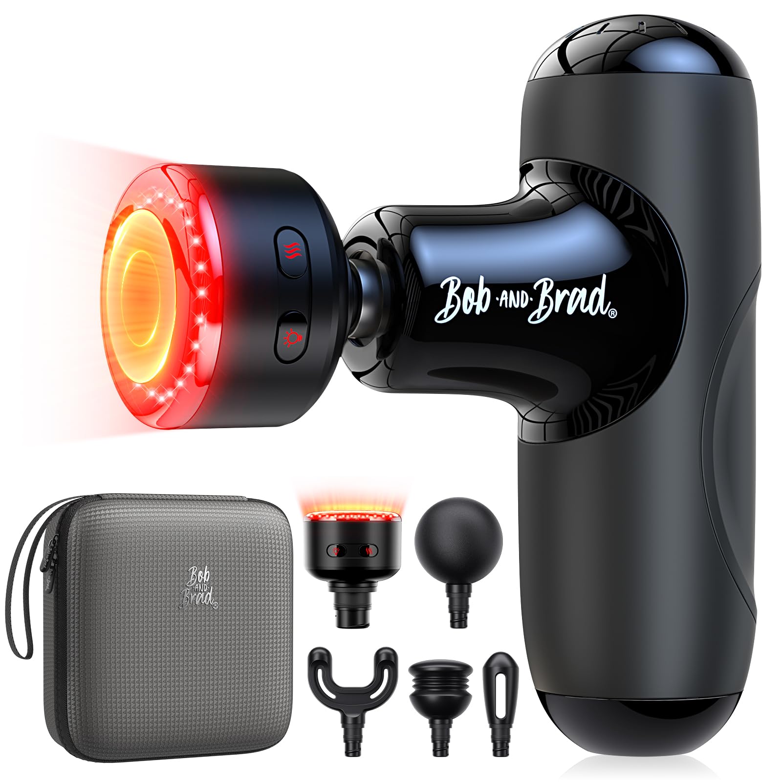 BOB AND BRAD Q2 Ultra Mini Massage Gun with Infrared Heat, Pocket-Sized Deep Tissue Percussion Massager Gun, Portable & Quiet Muscle massagun Gun for Relax Muscle, Ideal Gift for Athletes, M