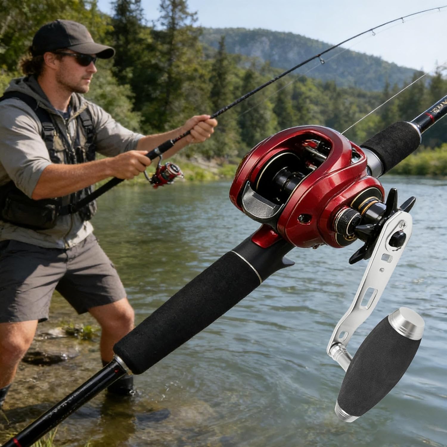 Fishing Reel Replacement Parts | T-Type Casting Winding Tool,T-Type Fishing Rod Handle Fit 8x5mm Hole,for Saltwater Freshwater Lake Pond Stream