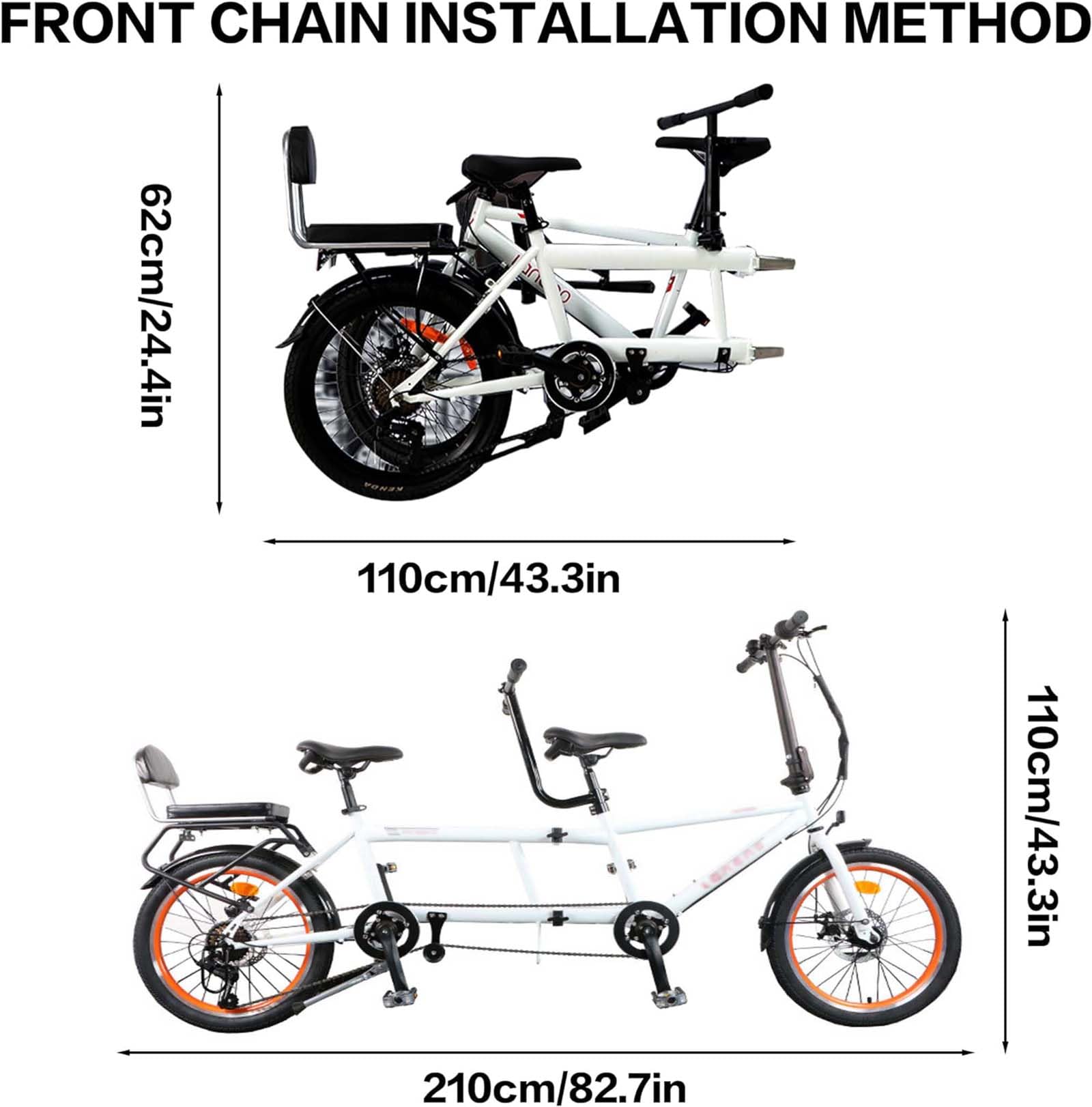 Tandem Beach Cruiser Fahrrad für Erwachsene Faltbares Tandem Beach Cruiser Fahrrad für Erwachsene Dreisitzer 7 Gang Maximale Belastung 300 kg Familienreisen und Paarfahrten