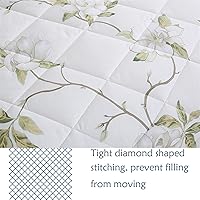 Vista 4 de FADFAY Juego de edredón floral blanco, tamaño individual, edredón de verano floral desgastado 100% tela de algodón con relleno