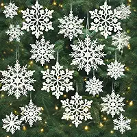 18 peças de enfeites de floco de neve brancos para pendurar, enfeites de flocos de neve para decoração de árvore de Natal de inverno, tamanho variável de flocos de neve artesanais