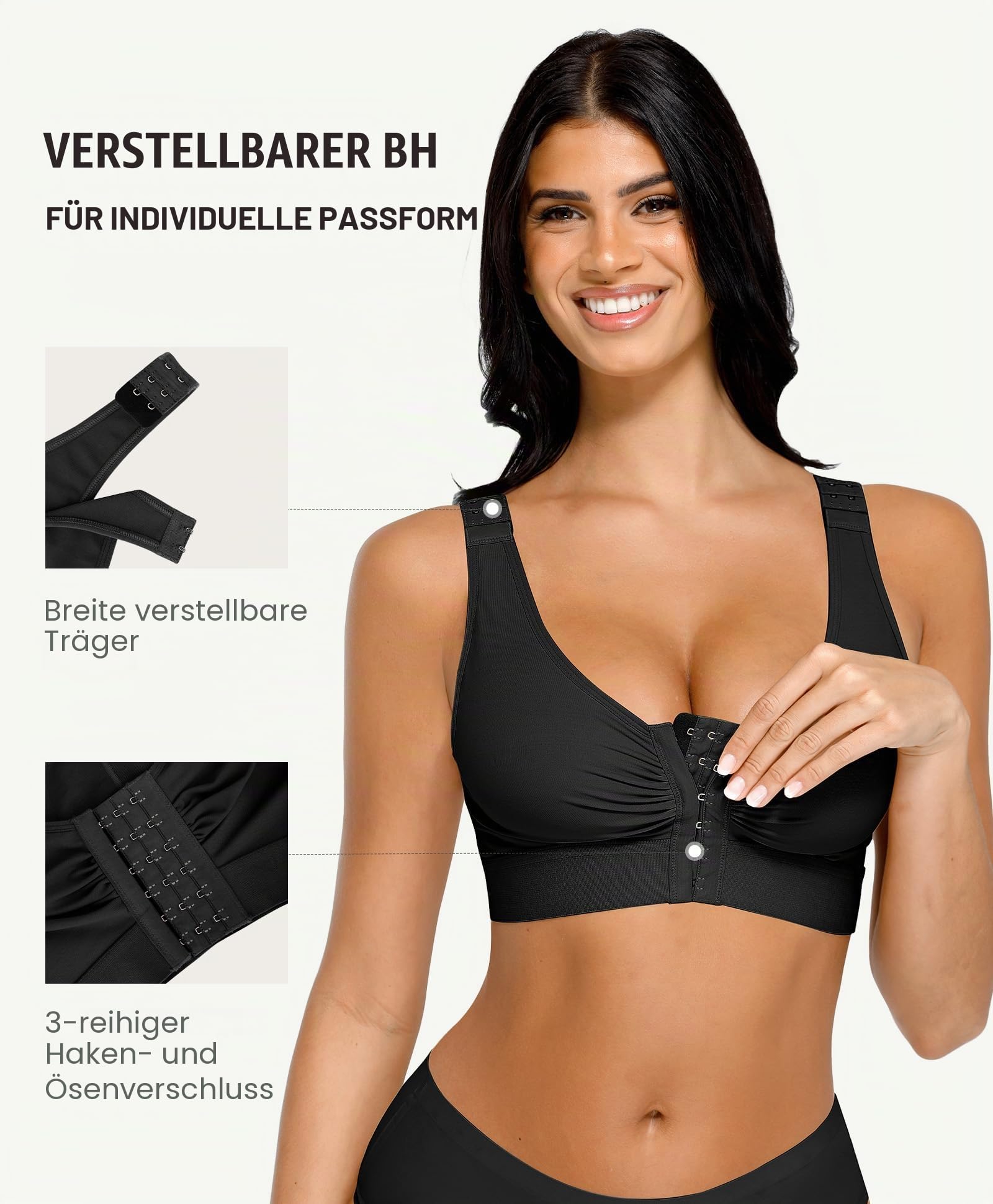 FeelinGirl Kompressions BH Nach Brust Op Mastektomie Still BH Ohne Bügel Große Brüste Starker Halt Mit Frontverschluss Und Verstellbaren Trägern
