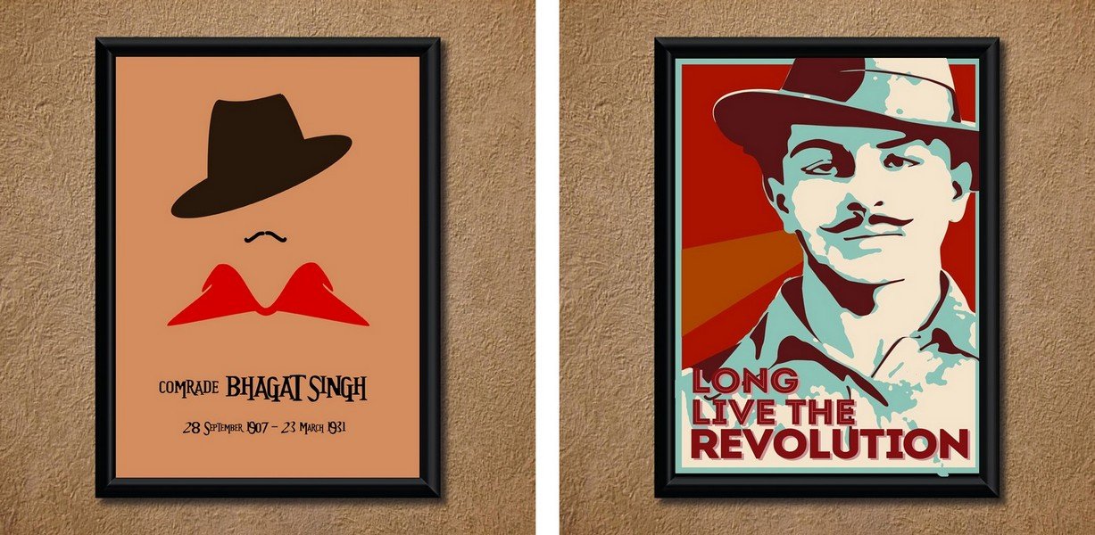 Advance Hotline Comrade Bhagat Singh & Che Guevera Wall Poster (with Frame) (Combo)