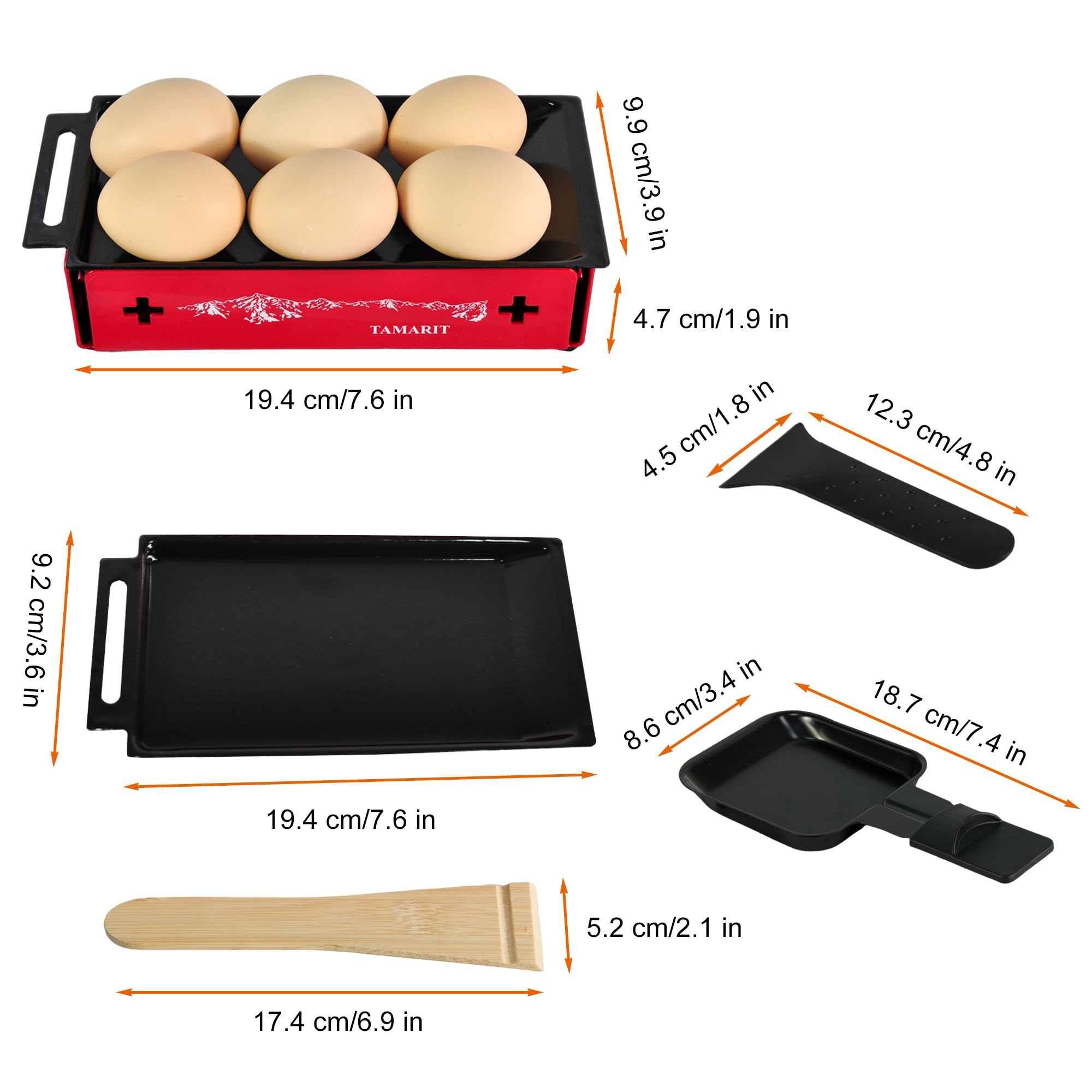 TAMARIT Griglia per raclette per 2 persone, portatile, a lume di candela, con teglia smaltata e padelle antiaderenti, macchina compatta per raclette per cene romantiche, picnic, barbecue, campeggio