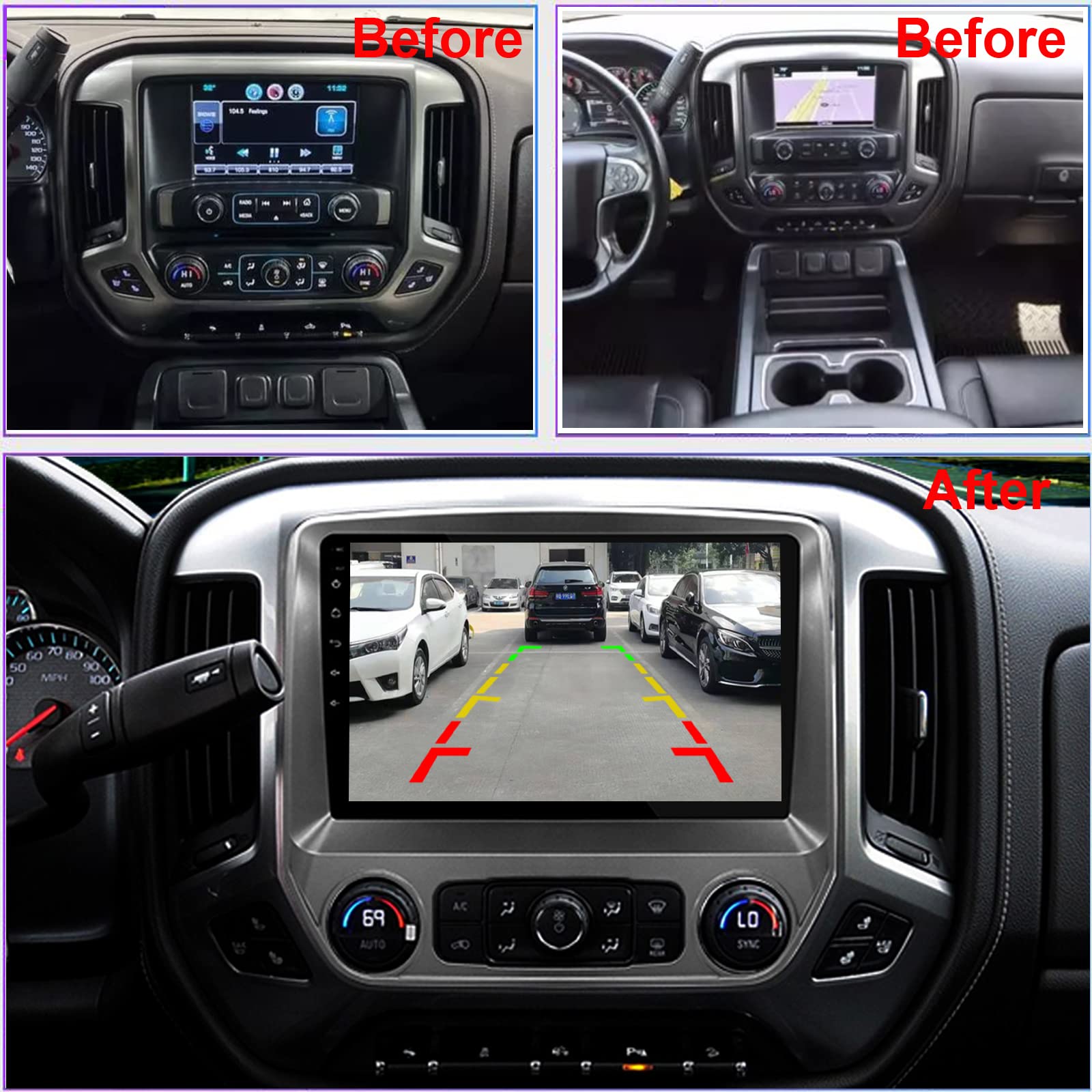 Radio for Chevy Chevrolet Silverado Android Stereo 2014-2018 IPS 10.1inch Touch Screen 2G RAM 32G ROM Build in Wireless carplay Free Camera