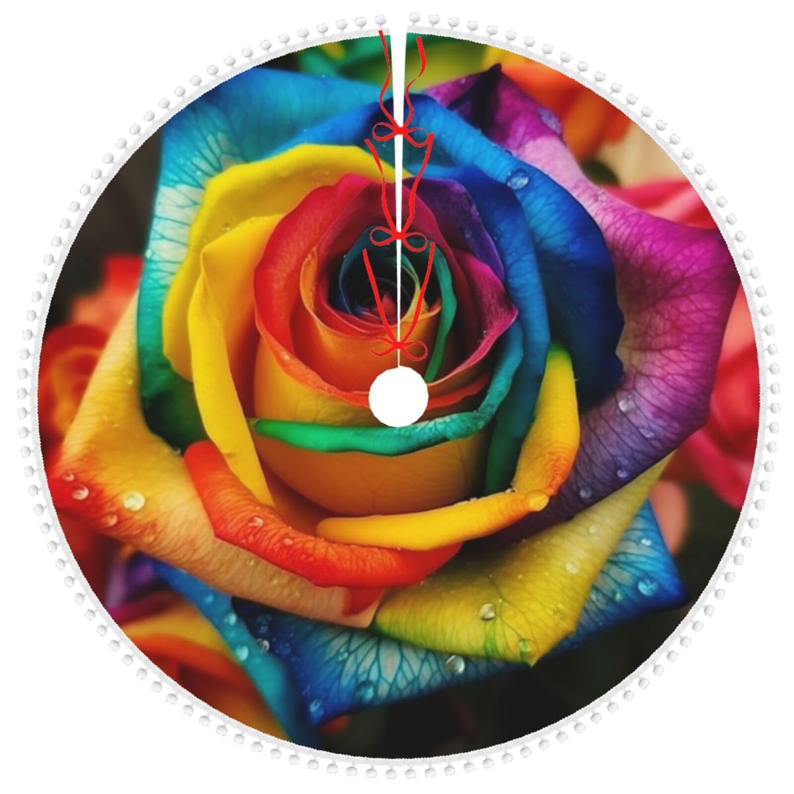 Tapis de sapin rose arc-en-ciel 122 cm pour des matins de Noël féeriques en famille