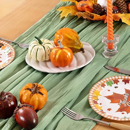 Miniatura 3 de Paquete de 6 caminos de mesa de estopilla y gasa, estilo bohemio, de otoño, para decoración de Acción de Gracias, boda, despedida de soltera, fiesta