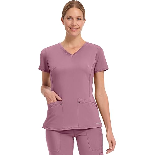 Healing Hands Purple Label V-Neck Scrub Tops Women Soft Stretch 2 Pockets