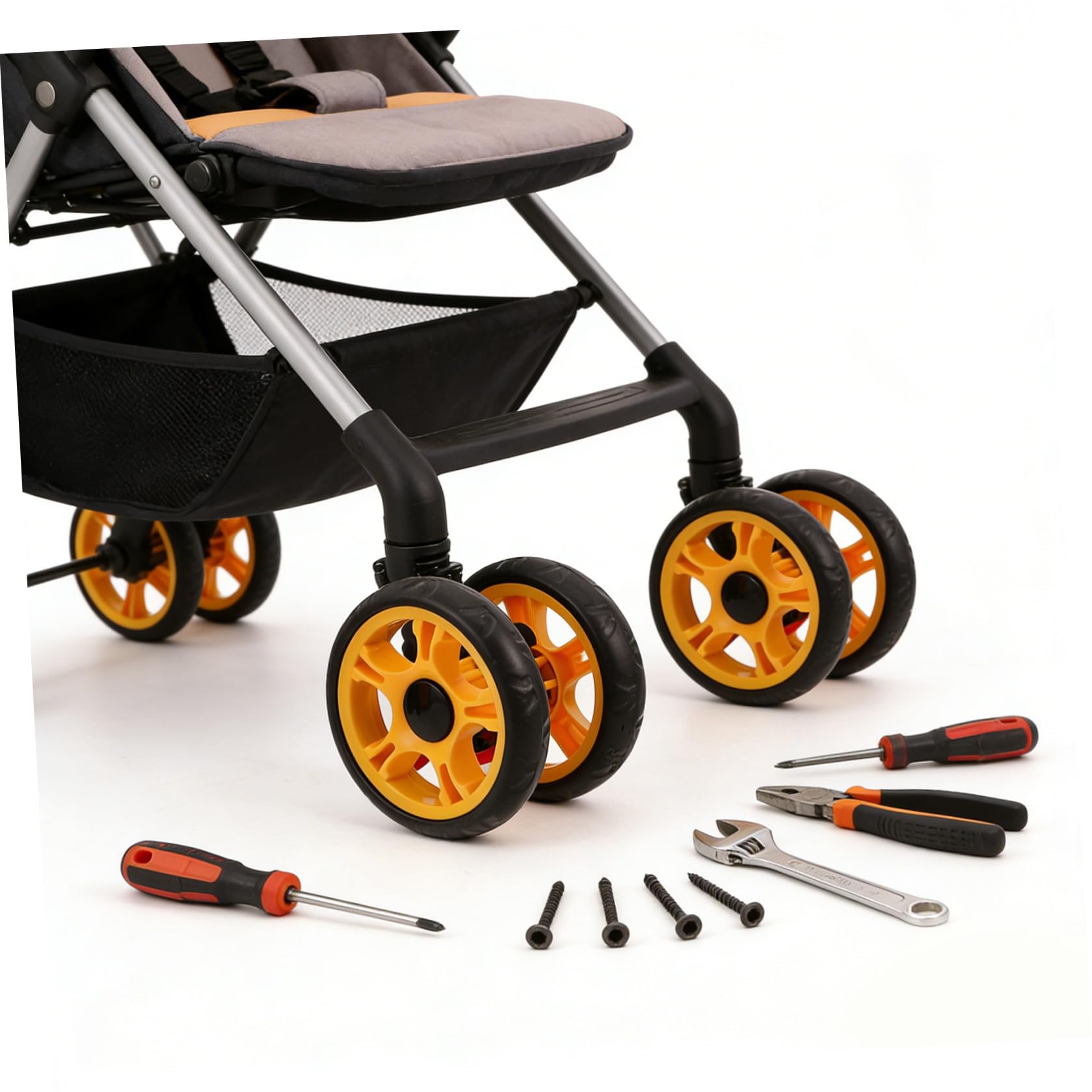 Toyvian 4 Pezzi Ruota di Ricambio per Carrello in Plastica Nera con Facile Rotazione e Assorbimento Urti, Adatta a Passeggini e Carrelli per Animali Domestici