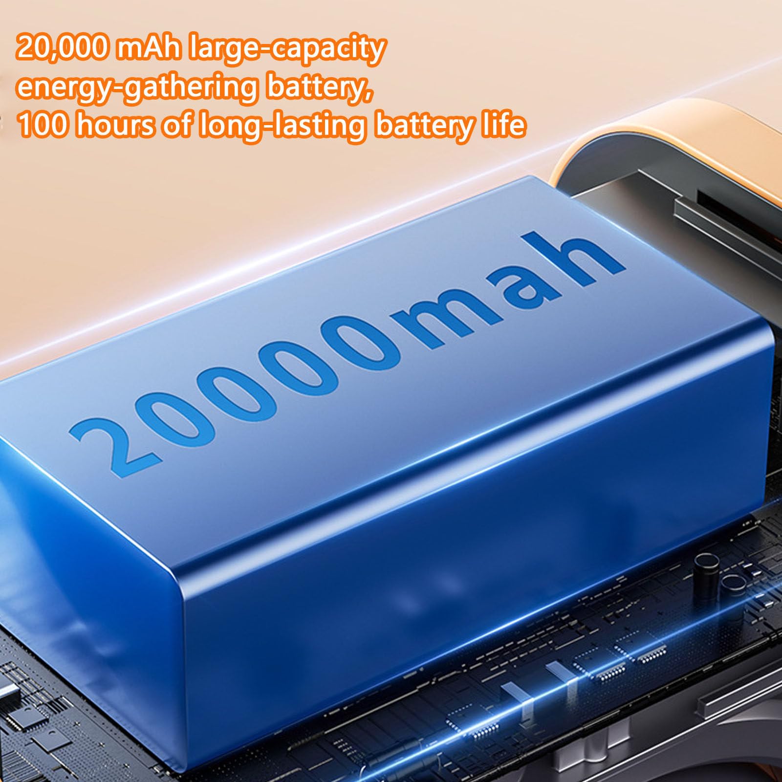 Ventilador Portátil Recargable, Ventilador con Batería De 20000mah para Acampar, Ventilador para Tienda con Control Remoto Y Luz, 5 Velocidades, 4 Tiempos,Orange
