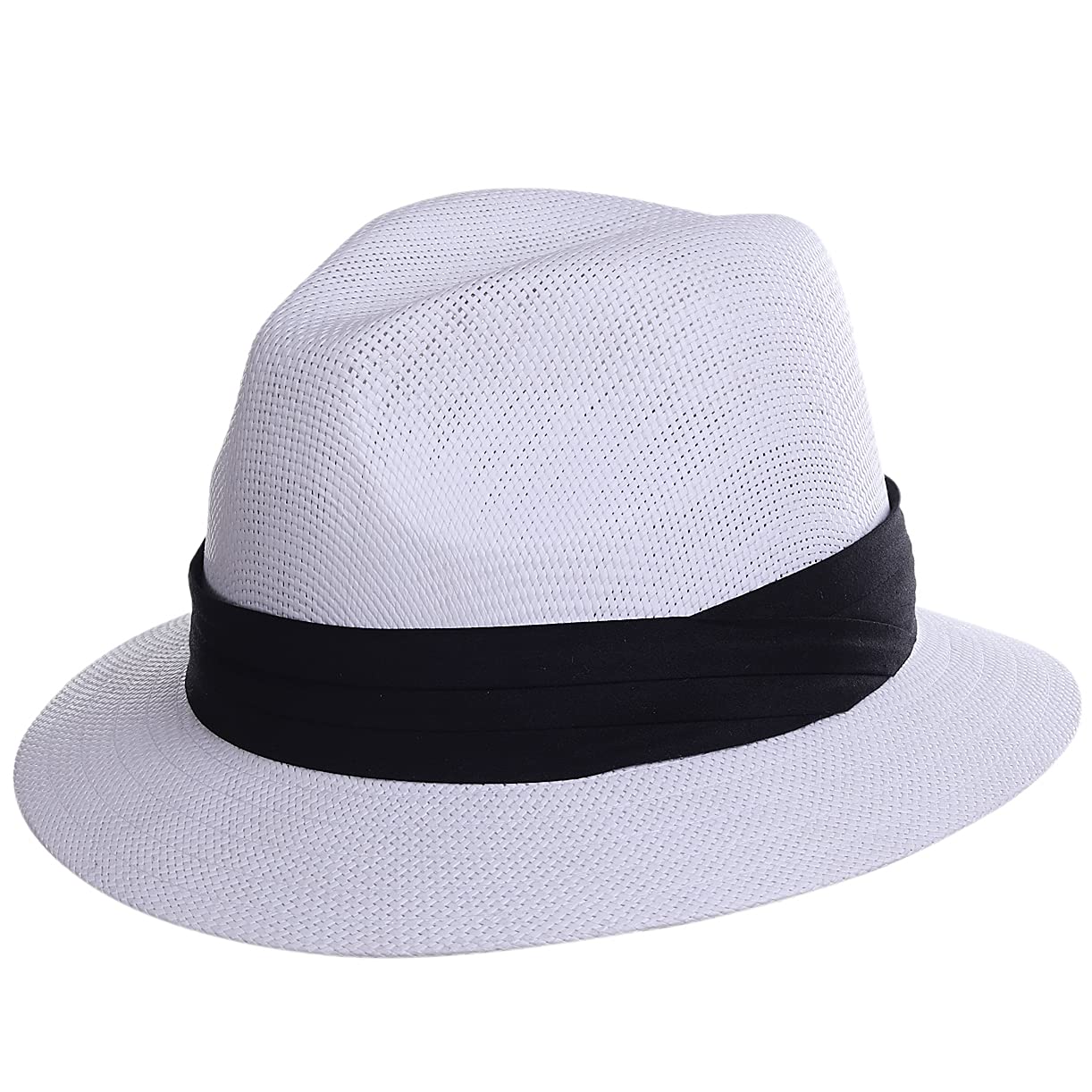 Buy Staw Panama Fedora Hat for Men Women with Short Brim Online at
