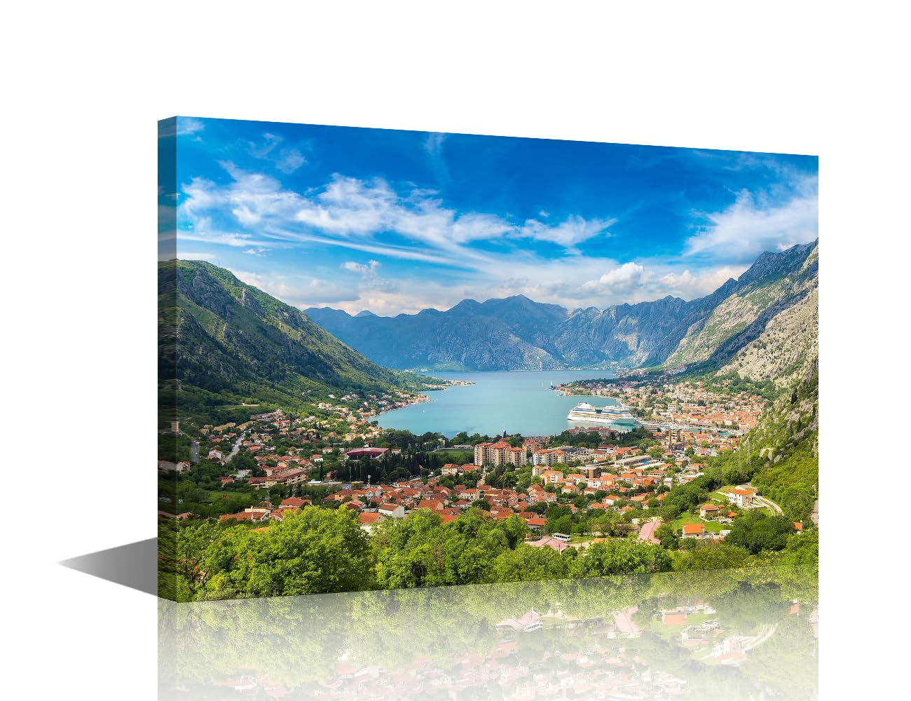 TISHIRON Kotor Landscape Canvas Wall Art Natural Landscape Wall Art for Living Room Montenegro Scenery Pictures for Bedroom Modern Home Decor Office Bathroom Decorations Framed Ready to Hang, 18x12in โ image 1