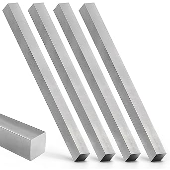 4 Pcs A36 Hot Rolled Steel Square Bar, 1/2" x 1/2" x 12", Precision Ground Metal Bars for Structural Support, DIY Projects, and Industrial Machinery