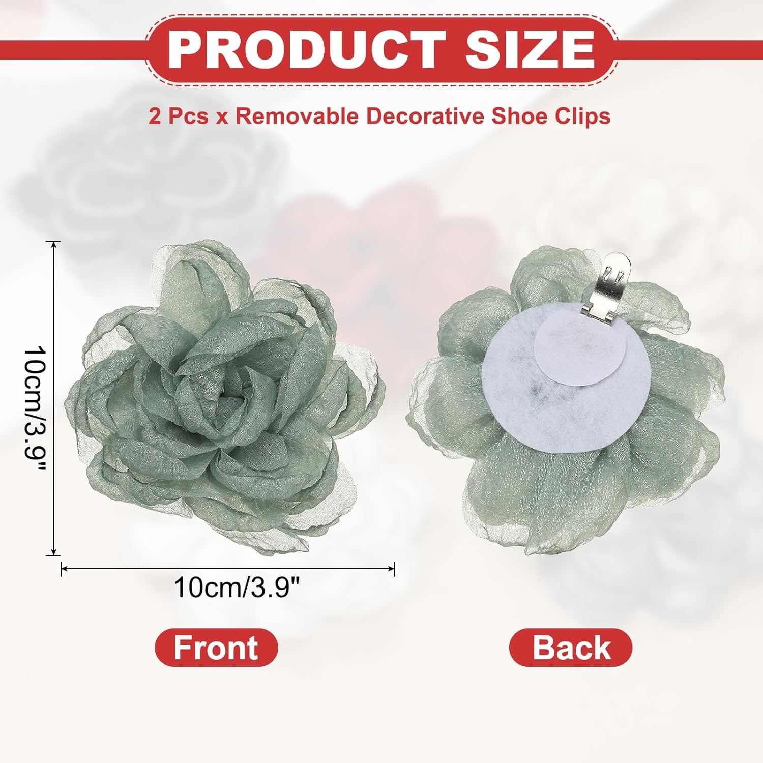 PATIKIL Decorative Shoe Clips, Removable Bow Shoe Clip Flower Charms Solid for Women Dress High Heels Accessories