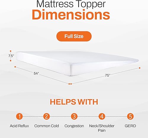 Miniatura 7 de Cheer Collection Cubrecolchón de cuña de reflujo ácido para dormir, elevador de colchón inclinado suave con parte superior de espuma viscoelástica