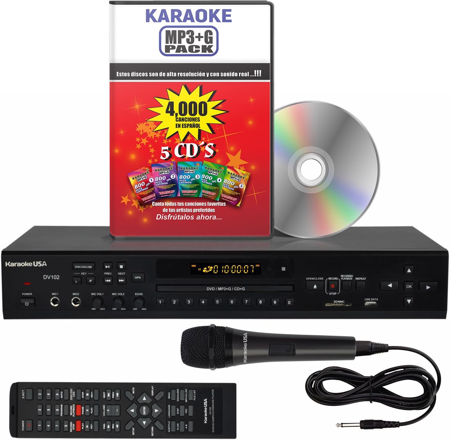 Karaoke Player SPANISH VERSION DV102 DVD/CDG/MP3G 4000 Songs